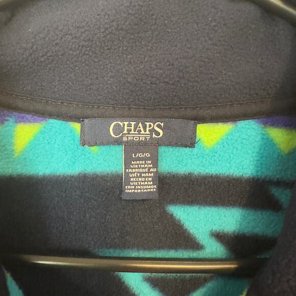 Chaps Sport Full Zip Fleece Vest Size L Aztec Southwestern Tribal Fall Winter - Picture 3 of 9